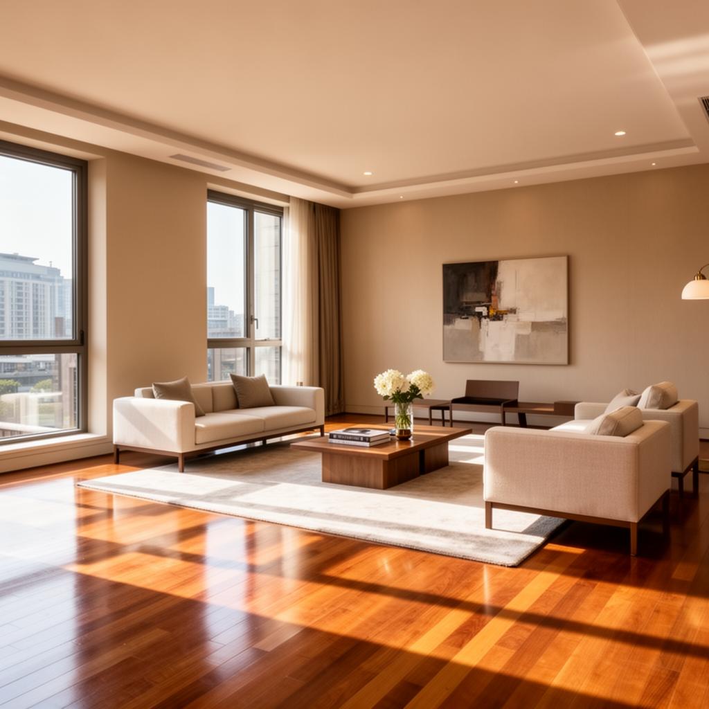 Beautiful hardwood flooring in a modern living room